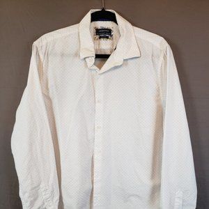 Denim and Flower Ricky Singh White w Blue Dots Long Sleeve Button Up Men XL Slim